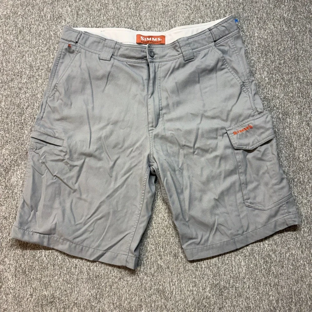 Simms‎ Fishing Products Mens Gray Nylon Cargo Fishing Shorts Size L 35 Waist